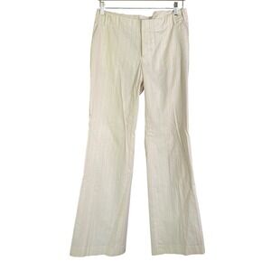 Banana Republic Cream Bootcut Pants with Grey‎ Pinstripe 4